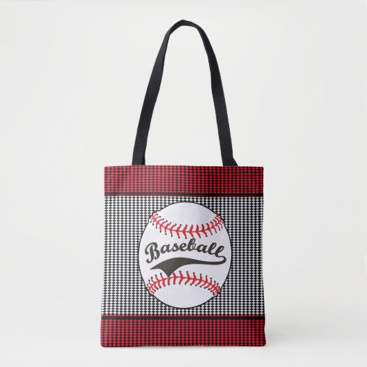 Baseball Red Black Print Canvas tas (Voorkant)