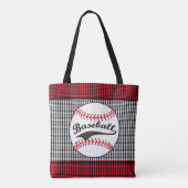Baseball Red Black Print Canvas tas (Achterkant)