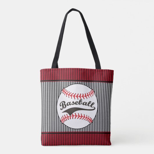 Baseball Red Black Print Canvas tas (Achterkant)