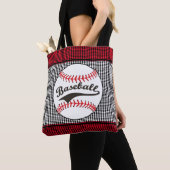 Baseball Red Black Print Canvas tas (Dichtbij)