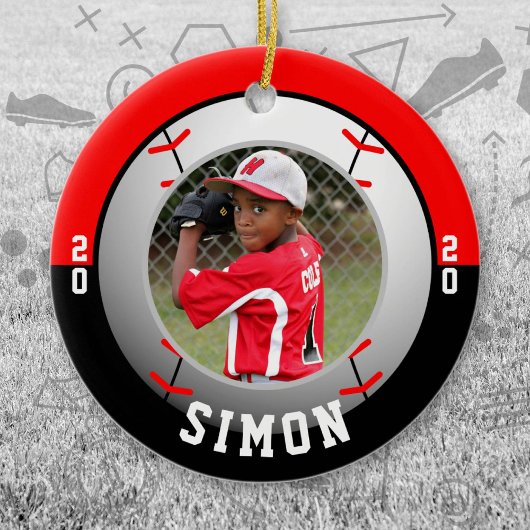 Baseball Red Black Team Colors Keramisch Ornament