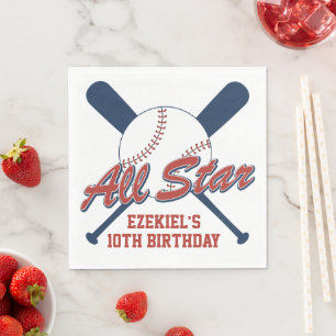 Baseball Red en Navy Blue Birthday Servet