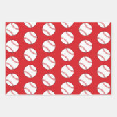 Baseball Red Pattern Kinder naam Birthday Inpakpapier Vel (Voorkant 2)