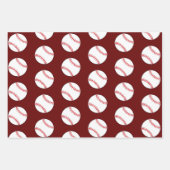 Baseball Red Pattern Kinder naam Birthday Inpakpapier Vel (Voorkant 2)