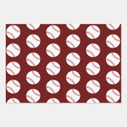 Baseball Red Pattern Kinder naam Birthday Inpakpapier Vel (Voorkant 2)