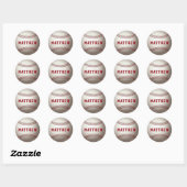 Baseball Red Persoonlijke naam Ronde Sticker (Vel)