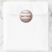 Baseball Red Persoonlijke naam Ronde Sticker (Tas)