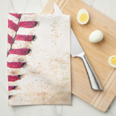  Baseball Red Stitches Sluiten Foto Theedoek (Quarter Fold)