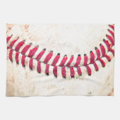  Baseball Red Stitches Sluiten Foto Theedoek (Horizontaal)