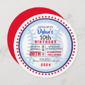 BASEBALL Red White Blue Birthday Party Invitation Kaart (Voorkant / Achterkant)