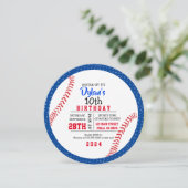 BASEBALL Red White Blue Birthday Party Invitation Kaart (Staand voorkant)