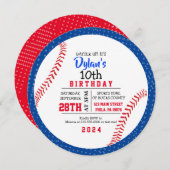 BASEBALL Red White Blue Birthday Party Invitation Kaart (Voorkant / Achterkant)