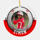 Baseball Red White Team Colors Keramisch Ornament (Achterkant)