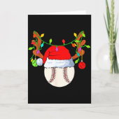 Baseball Reindeer Santa Hat Christmas  Kaart (Voorkant)