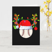 Baseball Reindeer Santa Hat Christmas Kaart (Gele Bloem)