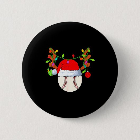 Baseball Reindeer Santa Hat Christmas  Ronde Button 5,7 Cm (Voorkant)