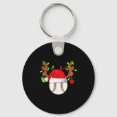 Baseball Reindeer Santa Hat Christmas  Sleutelhanger (Voorkant)