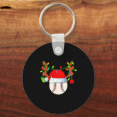 Baseball Reindeer Santa Hat Christmas  Sleutelhanger (Voorkant)