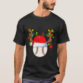 Baseball Reindeer Santa Hat Christmas  T-shirt (Voorkant)