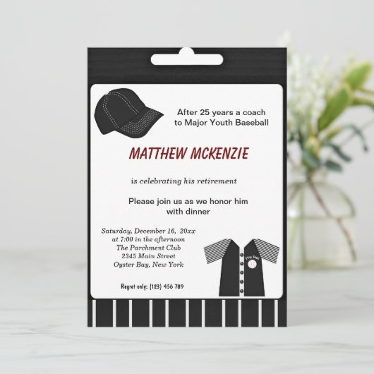 Baseball Retirement Kaart (Staand voorkant)
