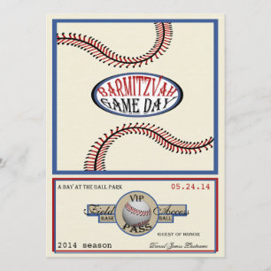 Baseball  Retro 5,5 x 7,5 bar Mitzvah Kaart