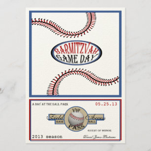 Baseball  Retro 5,5 x 7,5 bar Mitzvah Kaart