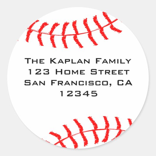Baseball Return Adres Envelop Sticker (Voorkant)