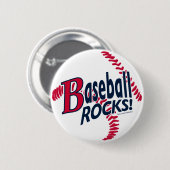 Baseball Rocks. Knoop Ronde Button 5,7 Cm (Voorkant /achterkant)