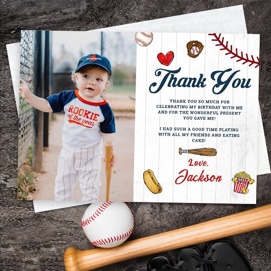Baseball Rookie Boys Verjaardag Bedankt Card Kaart