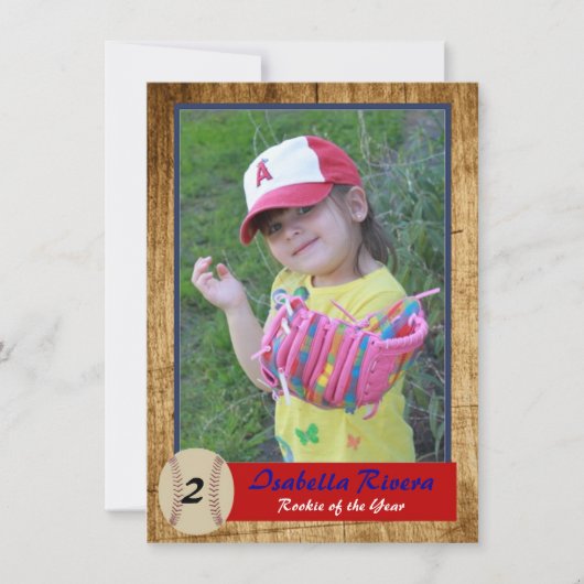 Baseball Rookie Card Birthday Invite Kaart (Voorkant)