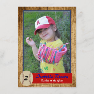 Baseball Rookie Card Birthday Invite Kaart