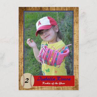 Baseball Rookie Card Birthday Invite Kaart