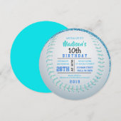 BASEBALL ROUND Birthday Party Invitation Kaart (Voorkant / Achterkant)