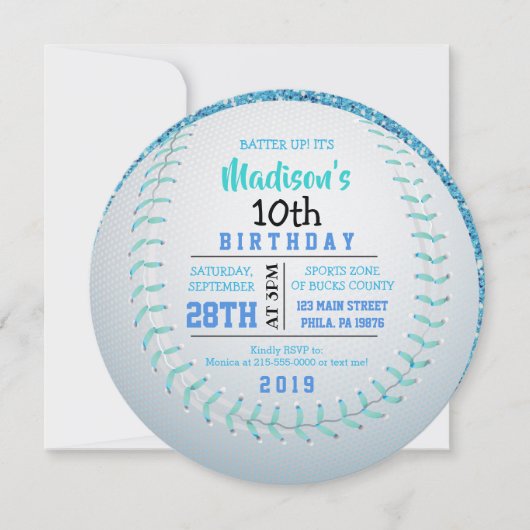 BASEBALL ROUND Birthday Party Invitation Kaart (Voorkant)