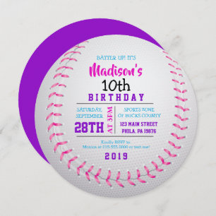 BASEBALL ROUND Birthday Party Invitation Kaart
