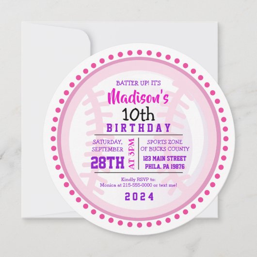 BASEBALL ROUND Birthday Party Invitation Kaart (Voorkant)
