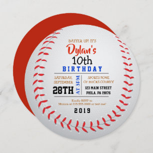 BASEBALL ROUND Birthday Party Invitation Kaart