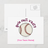 Baseball-roze Briefkaart (Voorkant / Achterkant)