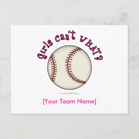 Baseball-roze Briefkaart (Voorkant)