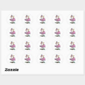 Baseball roze flamingo Whimsical Waterverf Ronde Sticker (Vel)