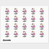 Baseball roze flamingo Whimsical Waterverf Ronde Sticker (Vel)