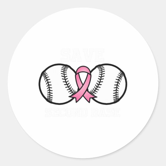 Baseball roze lintstof vecht Koel Borstkanker Awar Ronde Sticker (Voorkant)