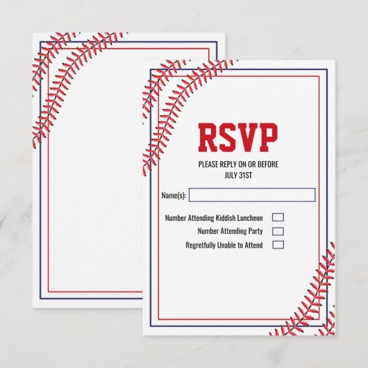 Baseball RSVP-kaart RSVP Kaartje (Voorkant / Achterkant)