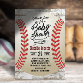  Baseball Rustic Barn Wood Baby shower Kaart