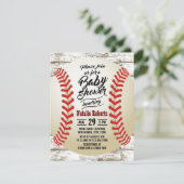  Baseball Rustic Barn Wood Baby shower Kaart (Staand voorkant)