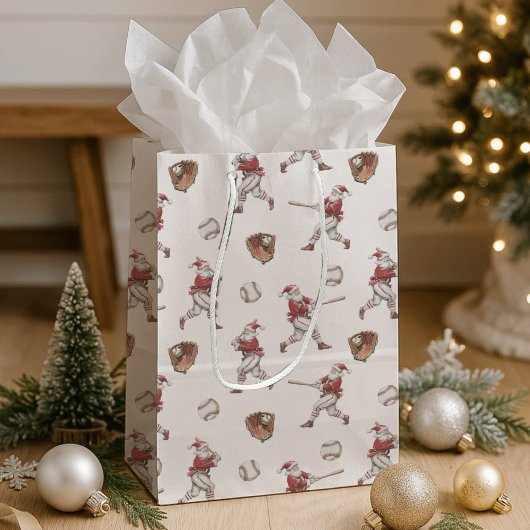 Baseball Santa Christmas Medium Cadeauzakje