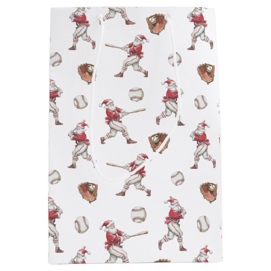 Baseball Santa Christmas Medium Cadeauzakje (Voorkant)