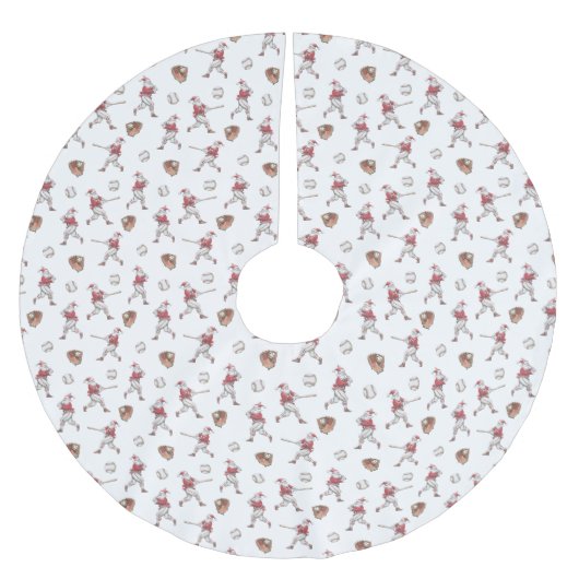 Baseball Santa Christmas Pattern Kerstboom Rok (Voorkant)