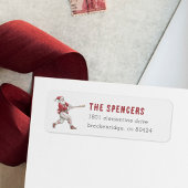 Baseball Santa Christmas Return Address Etiket