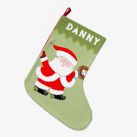 Baseball Santa Grote Kerstsok (Voorkant (Hangend))